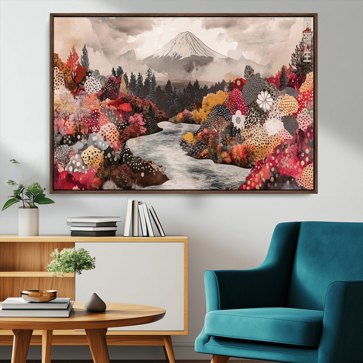 Mountain Wall Art Canvas Print – Framed Autumn Forest