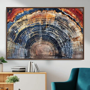 Tree Rings Wall Art Canvas Print – Framed Wood Art Picture