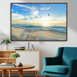 Minimalist Seaside Wall Art Canvas Print – Morning Glow
