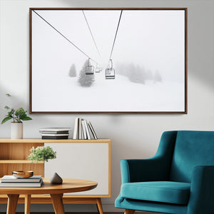 Ski Lift Wall Art Canvas Print – Snowy Alpine Landscape