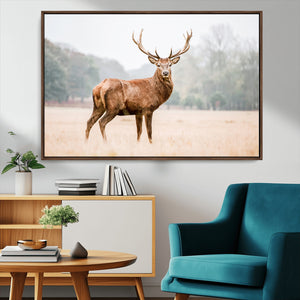 Vintage Wildlife Wall Art Canvas Print – Misty Landscape