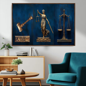 Lady Justice Wall Art Canvas Print – Elegant Gold Legal