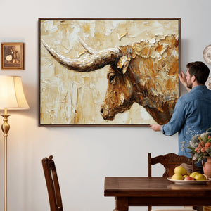 Rustic Longhorn Bull Wall Art Canvas Print – Vintage Western