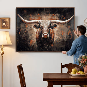 Abstract Longhorn Wall Art Canvas Print – Vintage Western