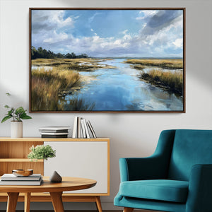 Marshland Wall Art Canvas Print – Serene Water Reflection