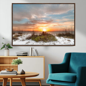 Sunset Beach Wall Art Print – Coastal Canvas Ocean Landscape
