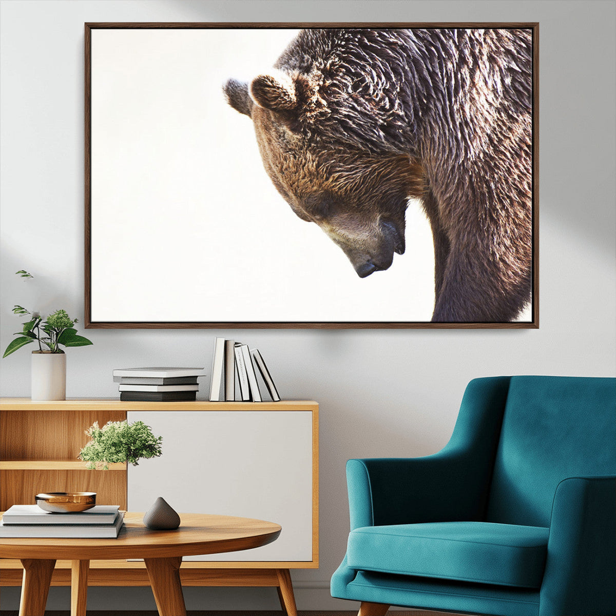 Grizzly Bear Canvas Wall Art Print – Framed Wildlife Nature
