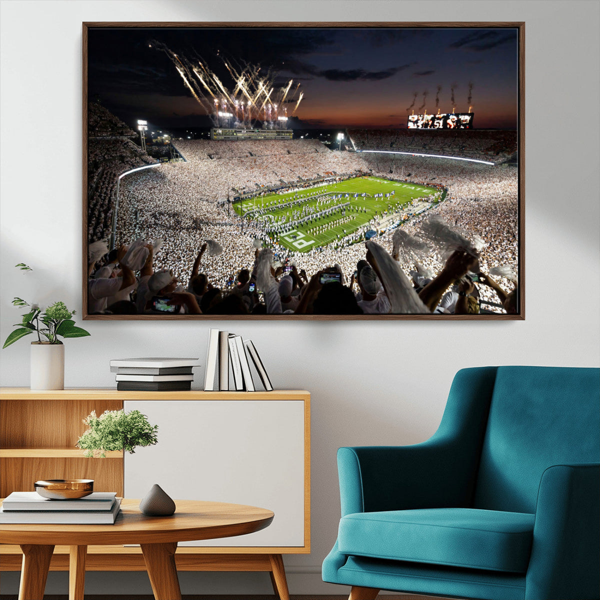 Penn State Stadium Wall Art – White Out Football Game Canvas