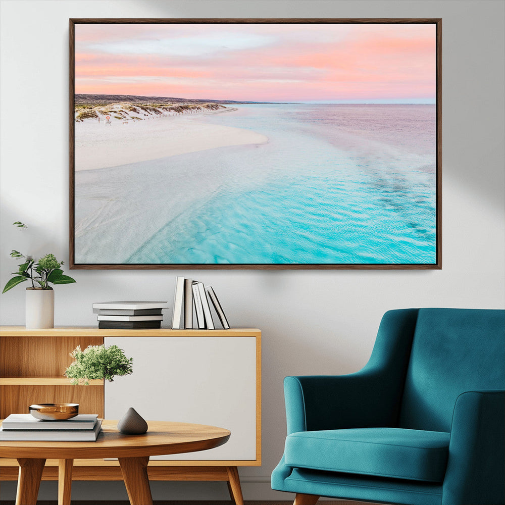 Serene Pastel Beach Wall Art Canvas Print, Tranquil Coastal
