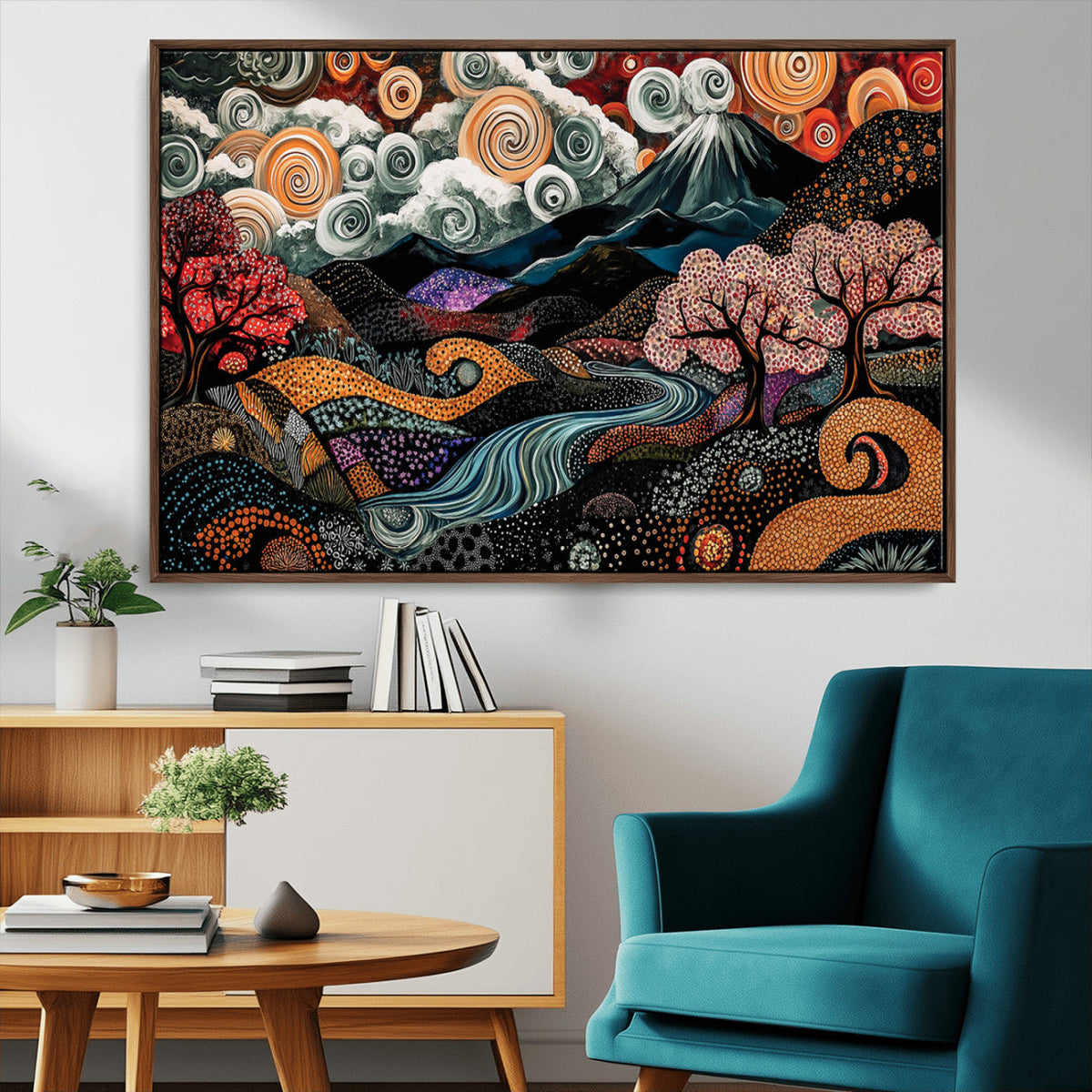 Whimsical Abstract Landscape Wall Art Canvas Print, Colorful