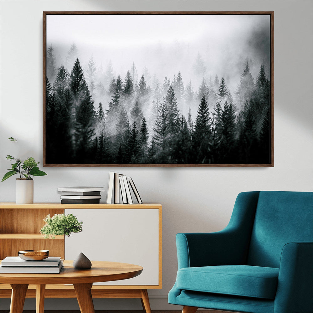 Elk Wall Art Canvas Print – Framed Snowy Forest Scene Art