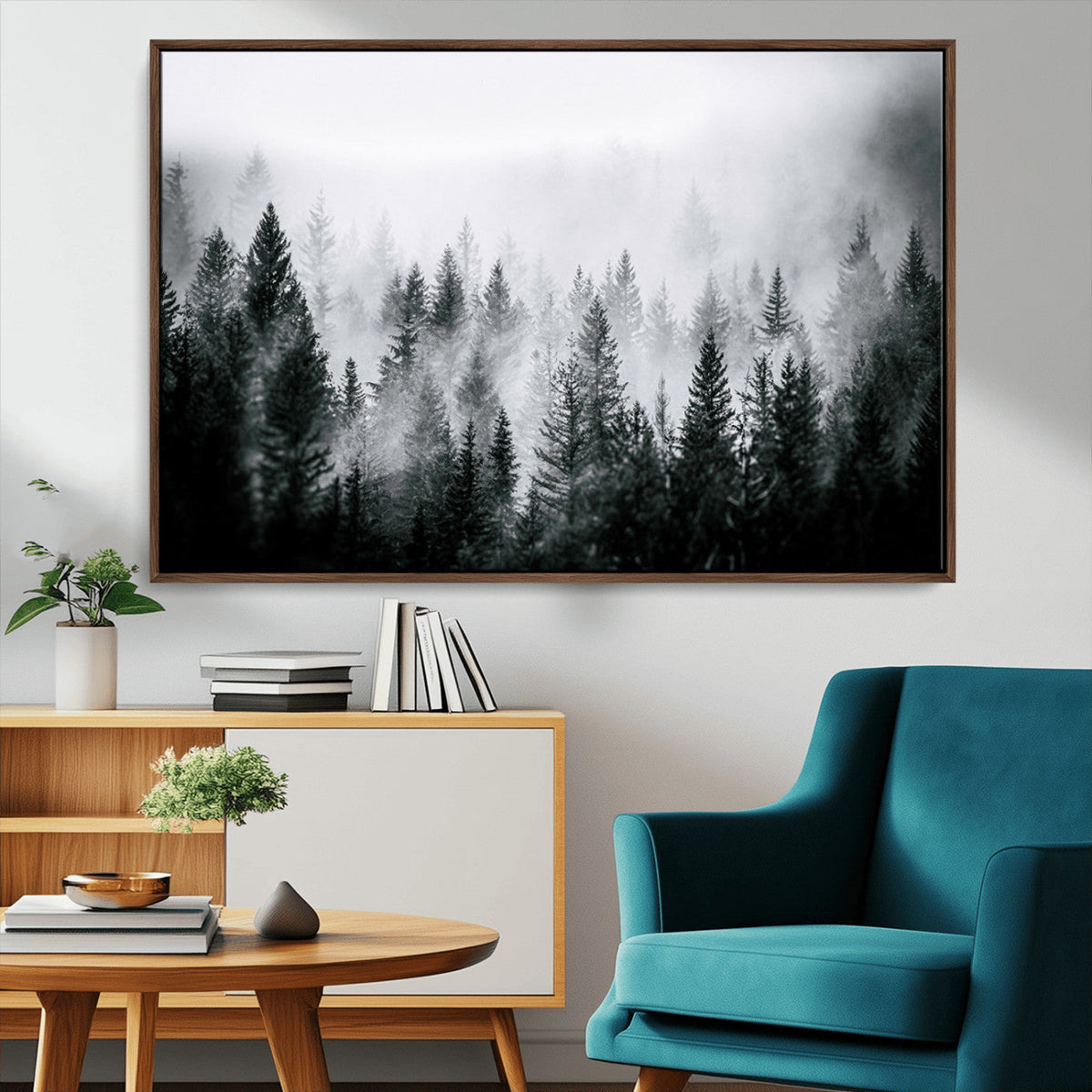 Elk Wall Art Canvas Print – Framed Snowy Forest Scene Art