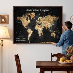 Personalized World Map Print | Customize Map with Push Pin