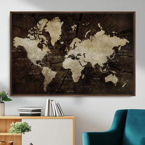 World Map Wall Art Canvas Print – Framed Travel Map Wall Art