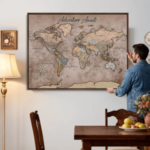 Custom Push Pin World Map Wall Art Canvas Print –