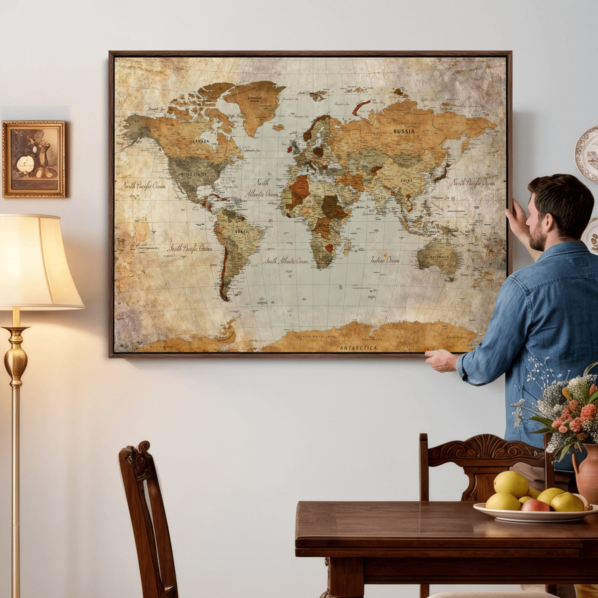 World Map Canvas Print – Detailed Map of the World Wall Art