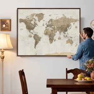 Detailed World Map Wall Art Canvas Print