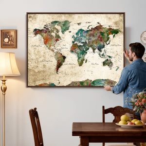 World Map Canvas Print – Framed Detailed Map of the World