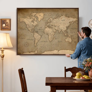 World Map Canvas Print – Framed Travel Map Wall Art for