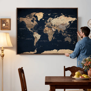World Map Canvas Print – Detailed Map of the World Wall Art
