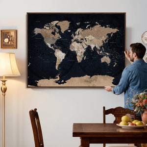 Grunge Wall Art World Map Canvas Print