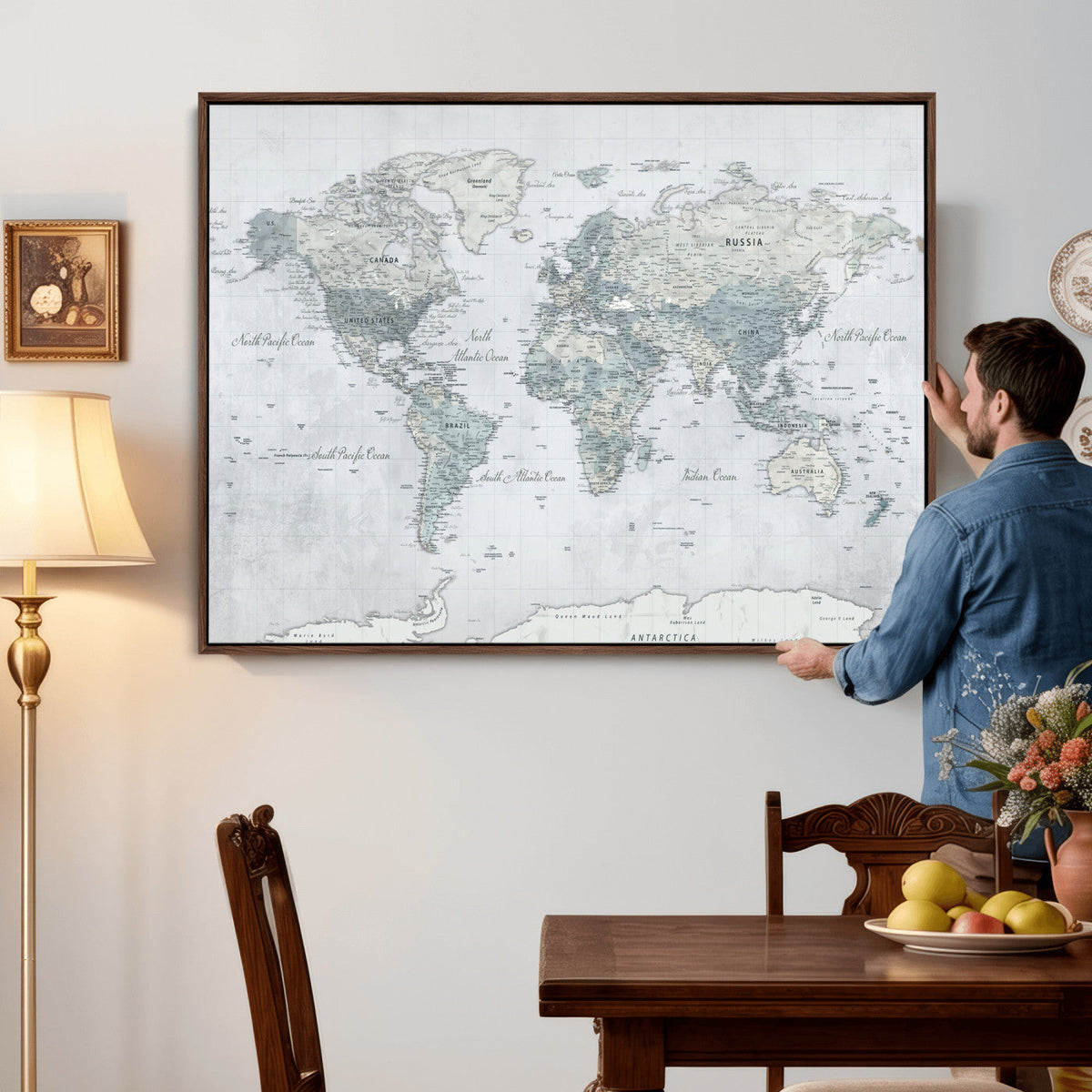 World Map Canvas Print – Detailed Map of the World Wall Art