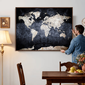 Vintage World Map Canvas Wall Art – Antique Triptych Map