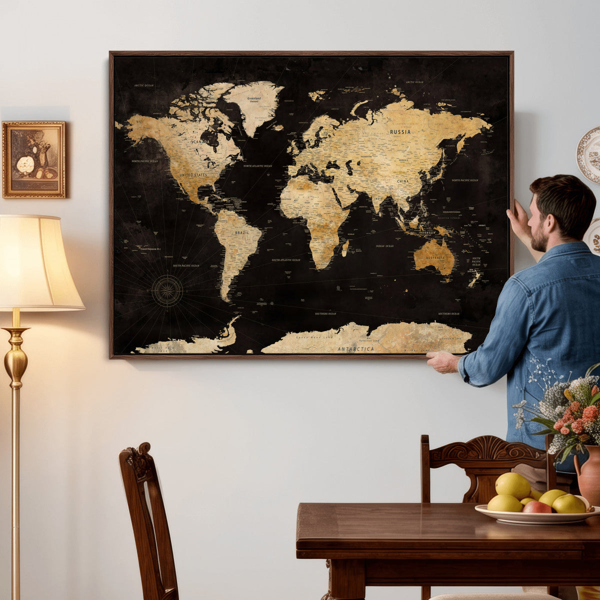 Extra Large World Map Canvas Print – Detailed Map Classic