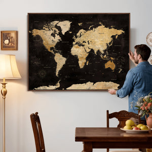Extra Large World Map Canvas Print – Detailed Map Classic