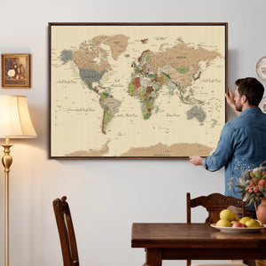 Extra Large World Map Canvas Print – Detailed Map of the