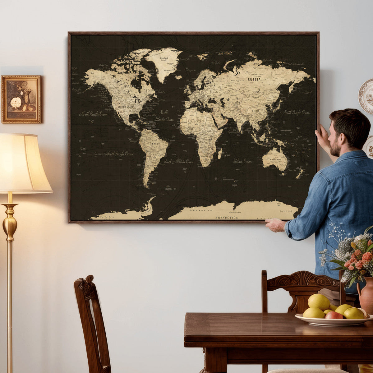 World Map Canvas Print – Framed World Map Wall Art for