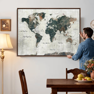 World Map Canvas Print – Framed Travel Map Wall Art for