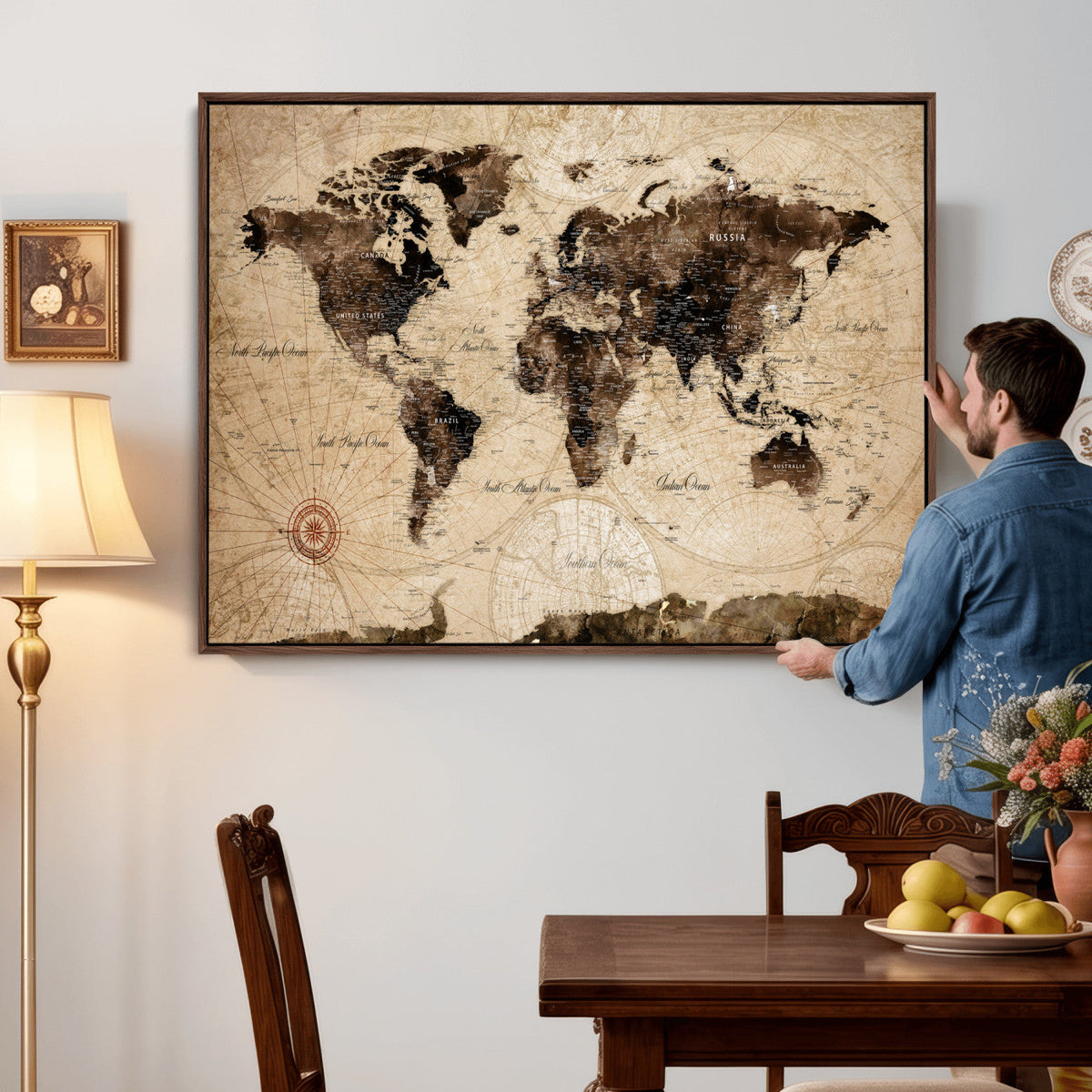 World Map Wall Art Canvas Print