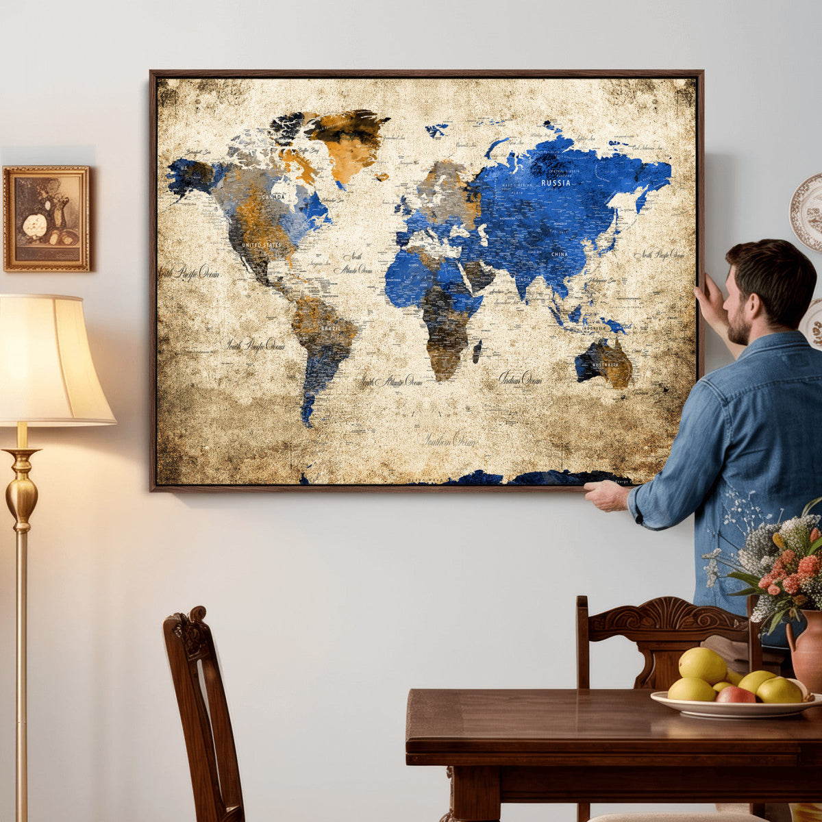 World Map Canvas Print – Colorful Abstract Travel Map,