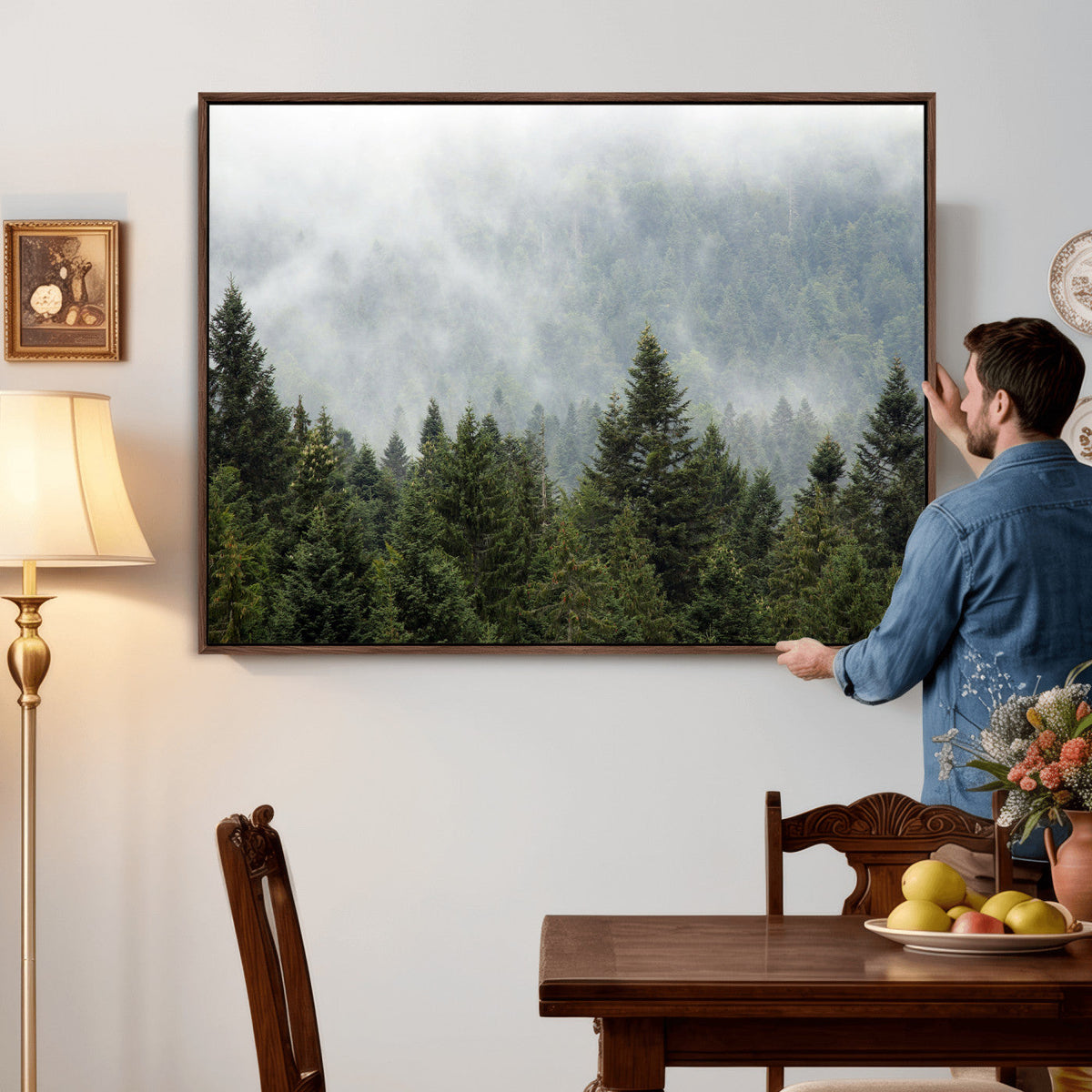 Misty Mountain Forest Wall Art Canvas Print