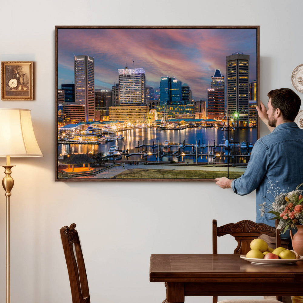 Baltimore Skyline Wall Art Canvas Print, Baltimore Downtown