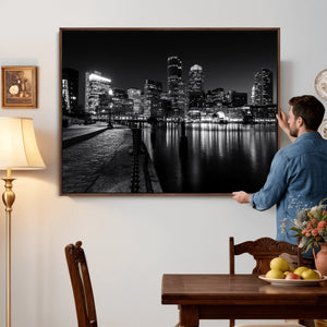 Boston Wall Art Canvas Print, Boston City Downtown Night