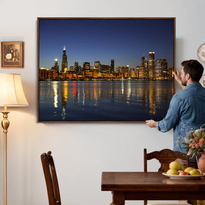 Chicago Wall Art Canvas Print - Chicago City Downtown Night