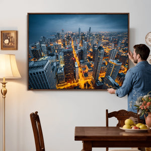 Chicago Wall Art Canvas Print - Chicago City Downtown Night
