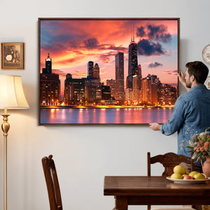 Chicago Wall Art Canvas Print - Chicago City Downtown Night