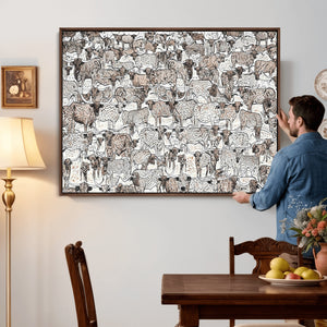Abstract Texas Cow Wall Art Canvas Print - Farm Longhorn