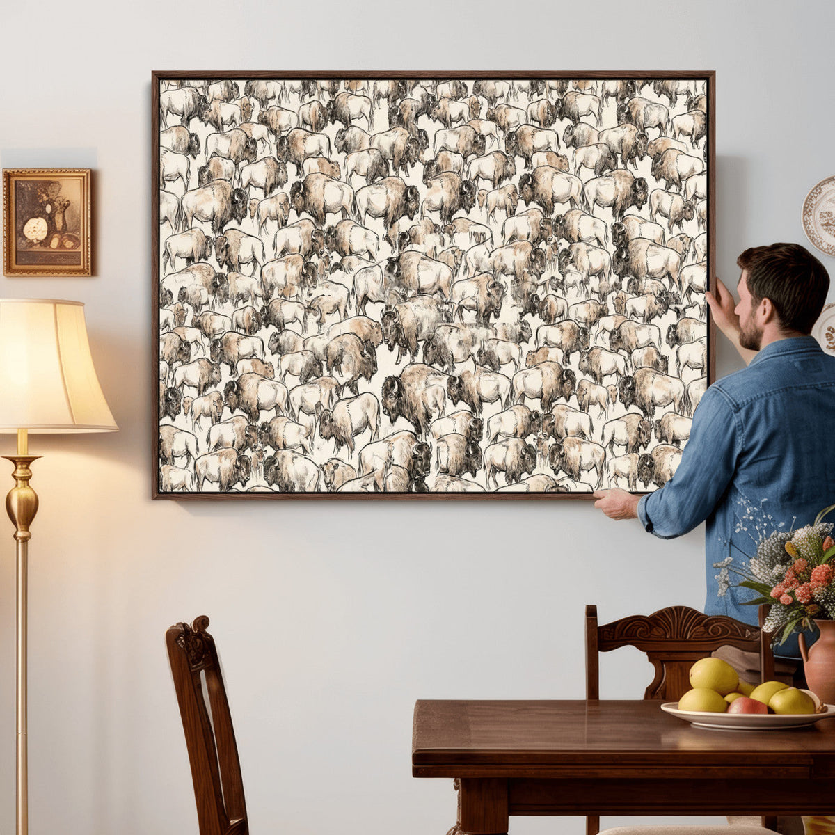 American Bison Canvas Print - Abstract Buffalo Wall Art