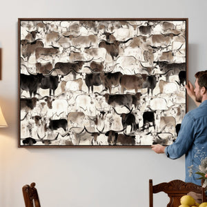 Abstract Texas Longhorn Print - Longhorn Herd Print for