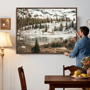 Snowy Mountain Landscape Wall Art Canvas Print, Alpine Pine