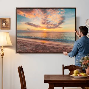 Sunset Beach Wall Art Canvas Print – Soft Coastal