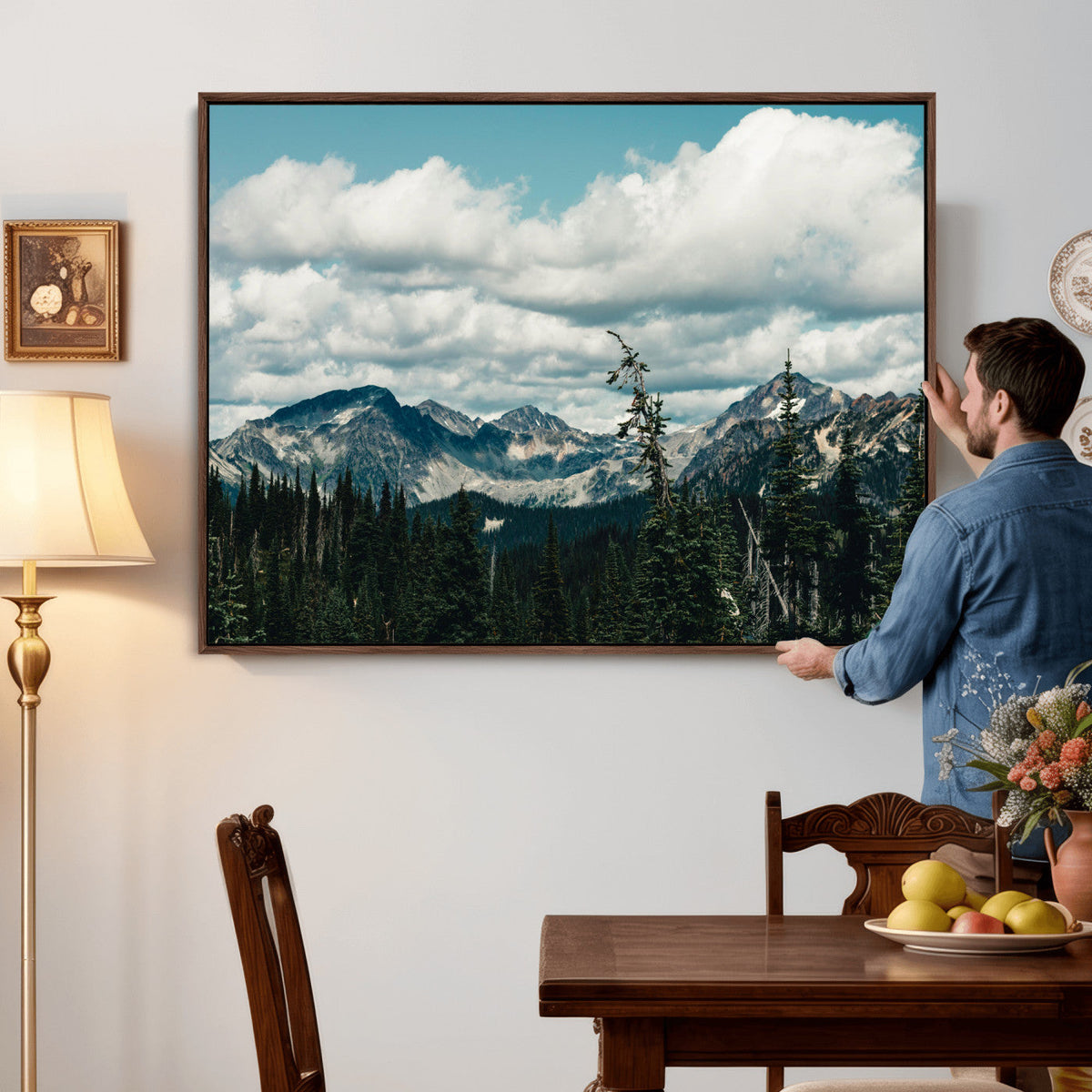Mountain Forest Wall Art Canvas Print, Alpine Pine Tree