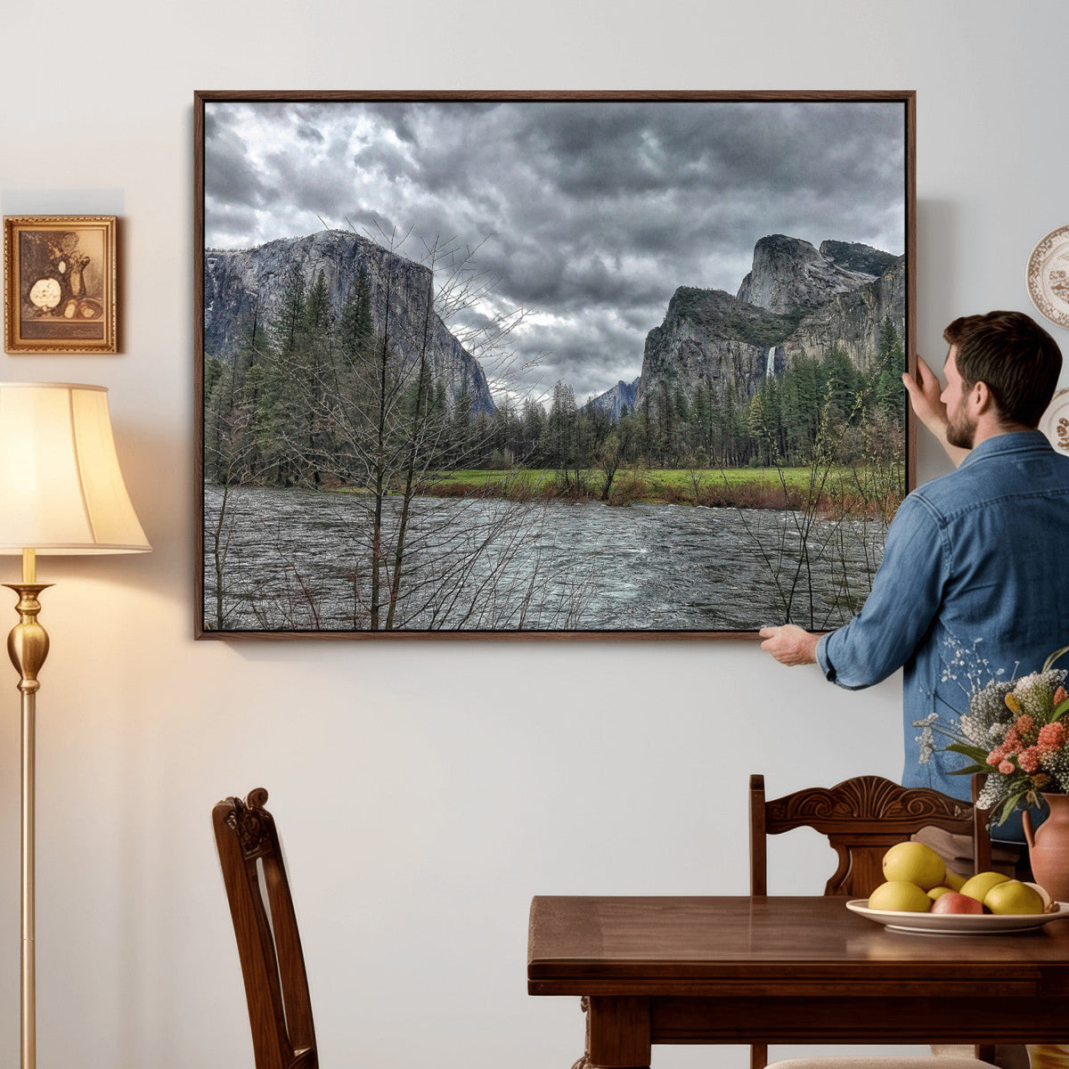 Yosemite Valley River Wall Art Canvas Print, Granite Cliffs