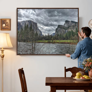Yosemite Valley River Wall Art Canvas Print, Granite Cliffs