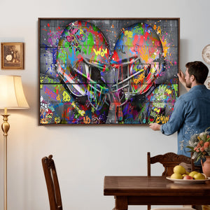 Graffiti Football Helmets Wall Art Canvas Print, Urban