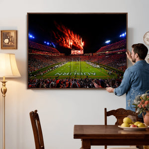 Auburn Stadium Wall Art Canvas Print, College Football Night